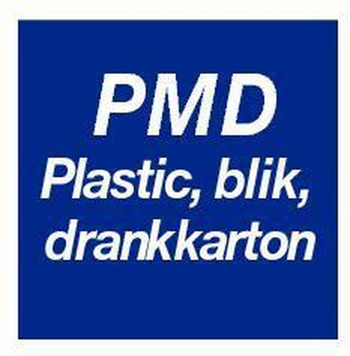 PMD sticker, blauw wit 200 x 200 mm