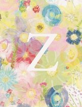 Z: Monogram Initial Z Notebook for Women and Girls-Pastel Floral-120 Pages 8.5 x 11