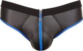 Slip Met Open Achterkant - Zwart/Blauw - XL