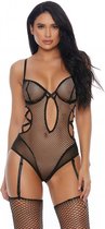 Caught In The Feels Teddy with Garter Straps - Black - Maat S