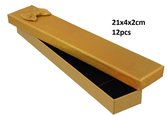 Dielay - Giftbox voor Sieraden - Sieradendoosje - Set van 12 Stuks - 21x4x2 cm - Goudkleurig