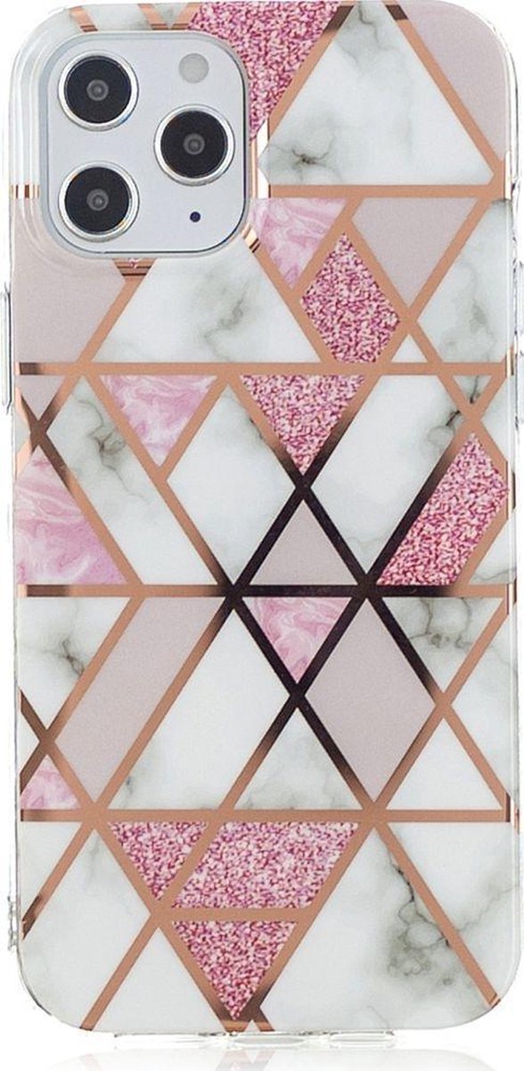 Mobigear Hoesje geschikt voor Apple iPhone 12 Pro Max Telefoonhoesje Flexibel TPU | Mobigear Marble Backcover | iPhone 12 Pro Max Case | Back Cover - Roze