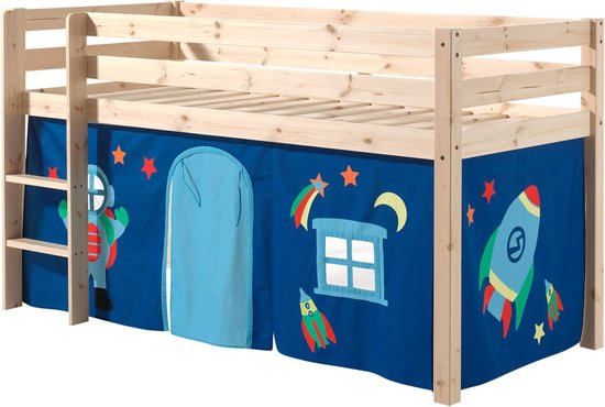 Vipack - Halfhoogslaper Charlotte met bedtent Astro - 90x200 - Bruin