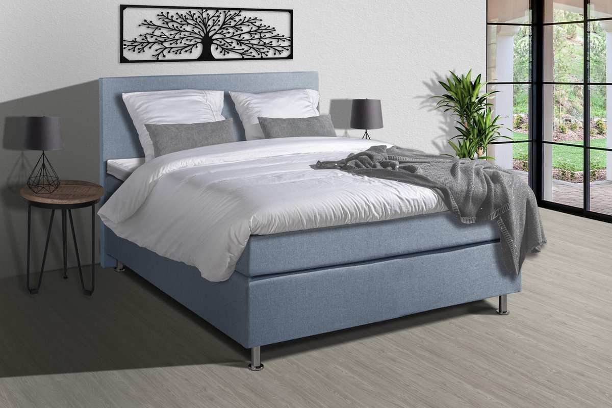 Anno 1588 - Boxspringset Jubilee - Pocketvering - Blauw - 160x200 cm - Inclusief Dekbed en Kussens