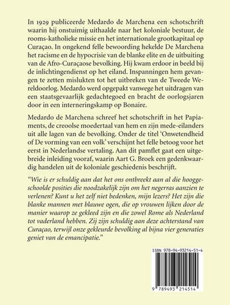 Medardo de Marchena. Staatsgevaarlijk in koloniaal Curaçao - back cover