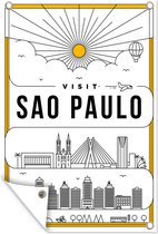 Muurdecoratie Sao Paulo - Brazilië - Skyline - 120x180 cm - Tuinposter - Tuindoek - Buitenposter