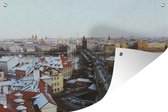Muurdecoratie Praag - Winter - Sneeuw - 180x120 cm - Tuinposter - Tuindoek - Buitenposter