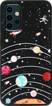 - ADEL Siliconen Back Cover Softcase Hoesje Geschikt voor Samsung Galaxy A32 - Ruimte Heelal Cartoon