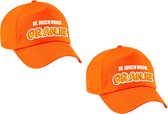 2x stuks Holland fan pet / cap - ik juich voor oranje - kinderen - Ek / Wk - Nederland supporter petje / kleding