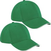 4x stuks 6-panel baseballcap groen/wit voor volwassenen