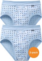 SCHIESSER Cotton Essentials sportslips (2-pack) - Feinribb met gulp - lichtblauw geblokt - Maat: XXL