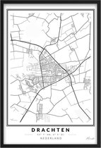 Poster Drachten A4 - 21 x 30 cm (Exclusief Lijst) Citymap Drachten - Stadsposter - Plaatsnaam poster Drachten - Stadsplattegrond