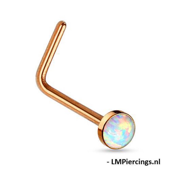 Piercing nez L-bend opale plaqué or rose