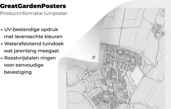 Décoration de jardin Plan de la ville des Nederland Alphen aan de Rijn - 40x60 cm - Affiche de jardin - Carte - Toile de jardin - Affiche d'extérieur