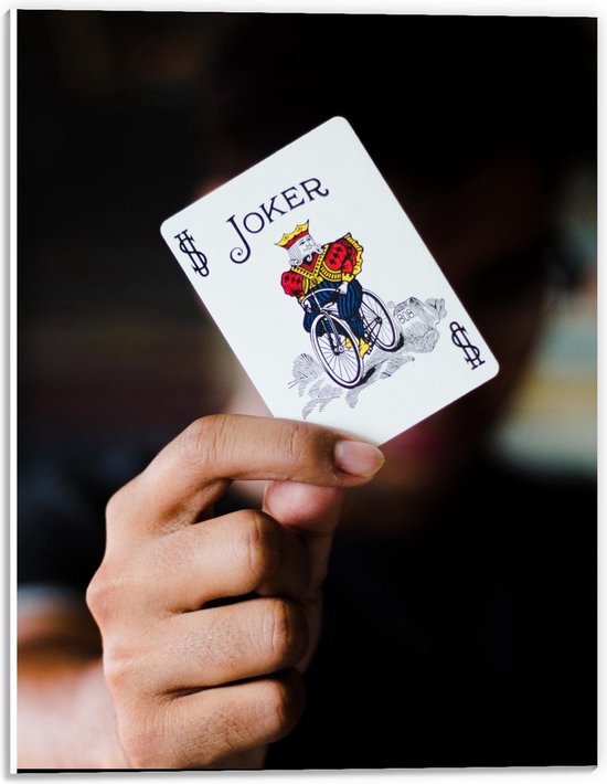 Forex - Joker Kaart in Handen - 30x40cm Foto op Forex