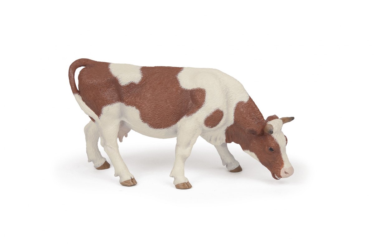 Speelfiguur - Boerderijdier - Koe - Simmenthaler - Grazend