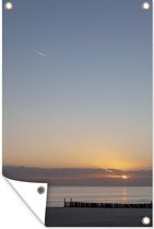 Tuindecoratie Zonsondergang bij het strand van Zoutelande - 40x60 cm - Tuinposter - Tuindoek - Buitenposter