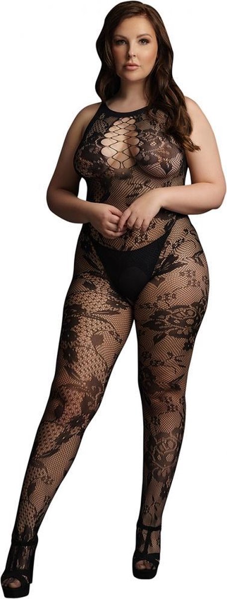 Goedkoopste Criss Cross Neck Bodystocking - Black - OSX