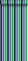 ESTAhome behang strepen marine blauw en groen - 115819 - 53 cm x 10,05 m