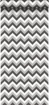 ESTAhome behang zigzag motief zwart en grijs - 138138 - 53 cm x 10,05 m