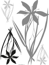 Sanders & Sanders muursticker bloemen grijs en zwart - 600253 - 65 x 85 cm