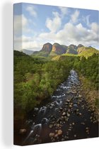 Canvas schilderij 120x160 cm - Wanddecoratie De Afrikaanse Blyde River stroomt naar de Drakensberg in Zuid-Afrika - Muurdecoratie woonkamer - Slaapkamer decoratie - Kamer accessoires - Schilderijen