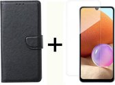 BixB Samsung A32 4G hoesje - Samsung Galaxy A32 4G screenprotector - BookCase Wallet - Zwart