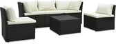 Medina 4-delige Loungeset met kussens poly rattan bruin