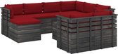 Medina 10-delige Loungeset met kussens pallet massief grenenhout