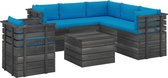 Medina 7-delige Loungeset met kussens pallet massief grenenhout