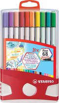 STABILO Pen 68 Brush - Premium Brush Viltstift - ColorParade - Set Met 20 Verschillende Kleuren
