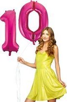 Pink cijfer ballon 10 inclusief helium gevuld.