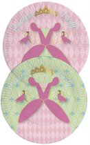 Santex 10x taart/gebak bordjes/25x servetten - fuchsia roze | Fun en Feest