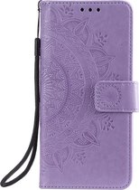Shop4 - Samsung Galaxy M12 Hoesje - Wallet Case Mandala Patroon Paars