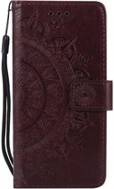 Shop4 - Samsung Galaxy A32 Hoesje - Wallet Case Mandala Patroon Donker Bruin