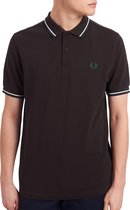 Fred Perry Twin Tipped Poloshirt - Mannen - donker bruin - donker groen - wit