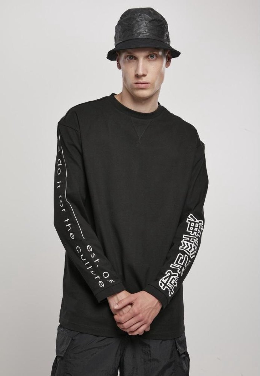 Urban Classics Chinese Symbol Oversized Longsleeve shirt M Zwart