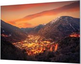 Wandpaneel Hill Station bij nacht  | 100 x 70  CM | Zwart frame | Wand-beugels (27 mm)