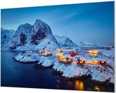 HalloFrame - Schilderij - Natuurlijk Landschap Poolcirkel Wand-beugels - Zwart - 180 X 120 Cm