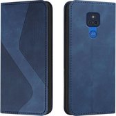 Voor Motorola Moto G Play 2021 Skin Feel Magnetic S-type Effen Kleur Horizontale Flip Lederen Case met Houder & Kaartsleuf & Portemonnee (Blauw)