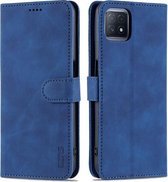 Voor OPPO A72 5G/A52 5G AZNS Huid Voelen Kalf Textuur Horizontale Flip Lederen Case met Kaartsleuven & Houder & Portemonnee (Blauw)