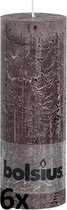 6 stuks Bolsius donkerbruin rustiek stompkaarsen 190/68 (67 uur)