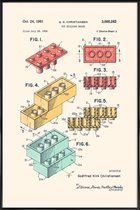 JUNIQE - Poster in kunststof lijst Legoblokje - Patentopdruk - Kleur