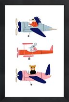 JUNIQE - Poster in houten lijst Aeroplane Race -30x45 /Grijs