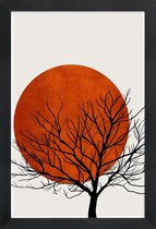 JUNIQE - Poster in houten lijst Winter Sunset -40x60 /Rood & Zwart