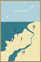 JUNIQE - Poster met kunststof lijst Nordsee - retro -40x60 /Blauw &