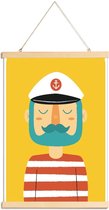 JUNIQE - Posterhanger Ahoy Sailor -20x30 /Geel & Rood