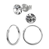Zilveren oorbellen | Birthstone, Geboortesteen | Set van zilveren oorbellen, geboortekristal en oorringen