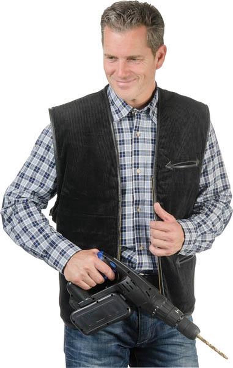 Craftland Corduroy vest met nepbont zwart maat XL