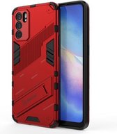 Voor OPPO Reno6 5G Punk Armor 2 in 1 PC + TPU schokbestendig hoesje met onzichtbare houder (rood)